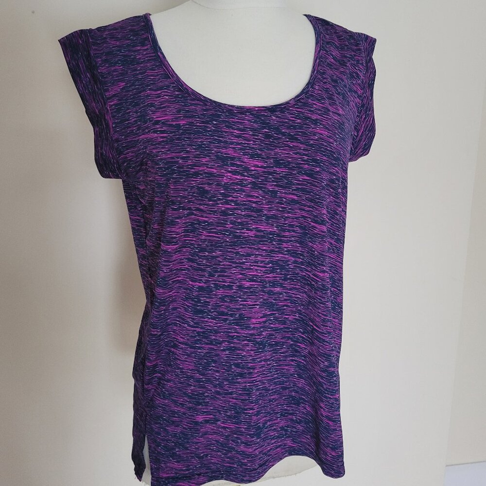 Marika | Purple and Navy Athletic Tee | Size Medium
